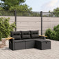 Set Divani Da Giardino 4 Pz Con Cuscini Nero In Polyrattan