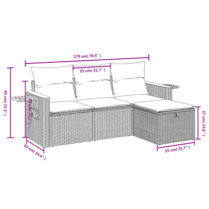 Set Divano Da Giardino 4 Pz Con Cuscini Beige In Polyrattan