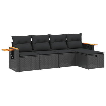 Set Divani Da Giardino 5 Pz Con Cuscini In Polyrattan Nero