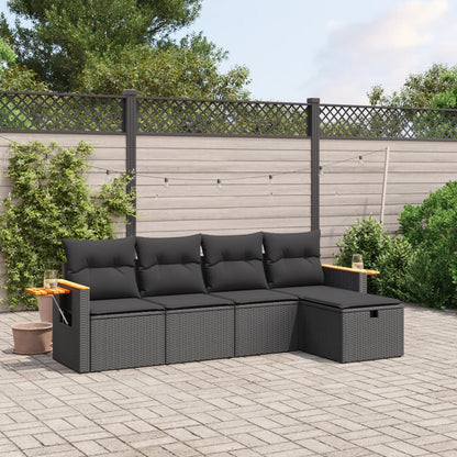 Set Divani Da Giardino 5 Pz Con Cuscini In Polyrattan Nero