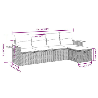 Set Divani Da Giardino 5 Pz Con Cuscini In Polyrattan Nero