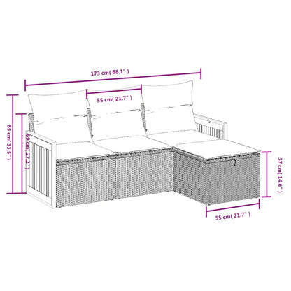 Set Divani Da Giardino 4 Pz Con Cuscini Nero In Polyrattan