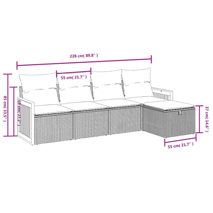 Set Divani Da Giardino 5 Pz Con Cuscini In Polyrattan Nero