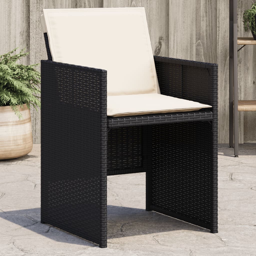 Sedie Da Giardino Con Cuscini 4 Pz Nere In Polyrattan