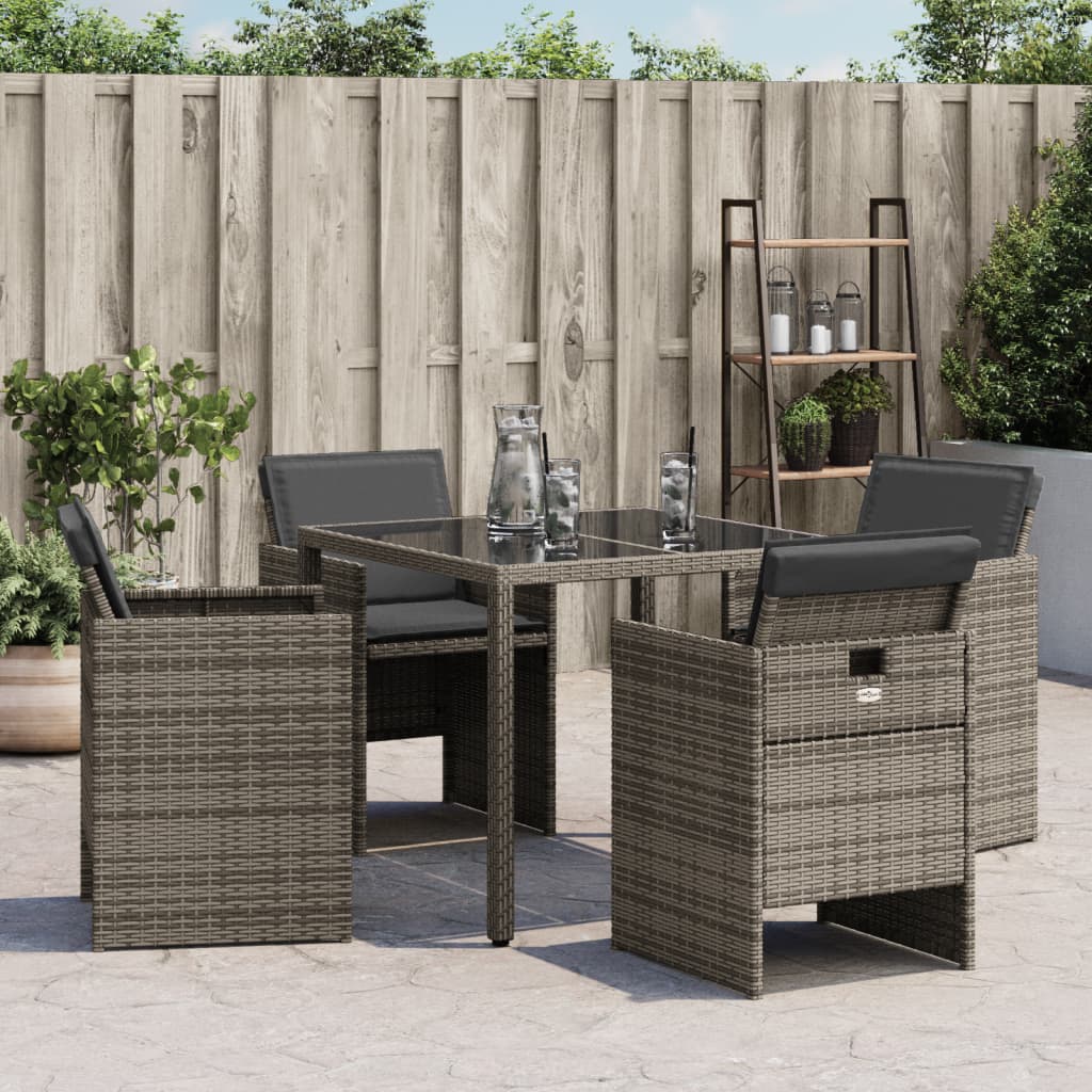 Sedie Da Giardino Con Cuscini 4pz Grigio In Polyrattan