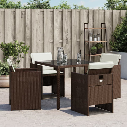 Sedie Da Giardino Con Cuscini 4 Pz Marroni In Polyrattan