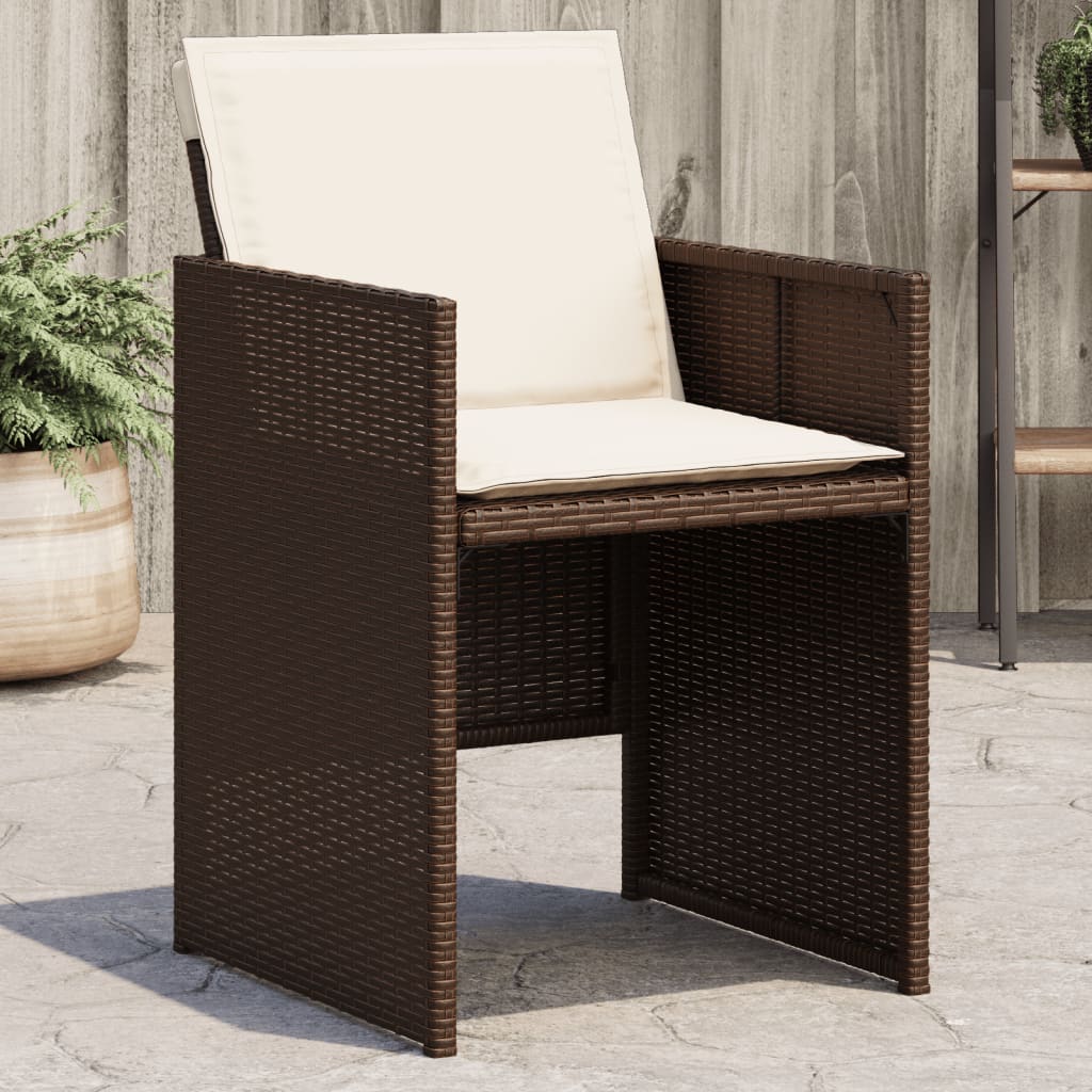 Sedie Da Giardino Con Cuscini 4 Pz Marroni In Polyrattan