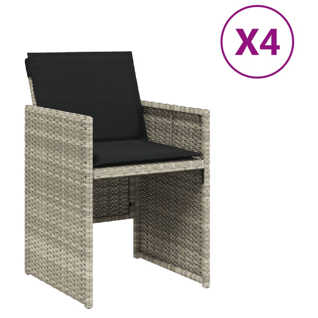 Sedie Da Giardino Con Cuscini 4 Pz Grigio Chiaro In Polyrattan