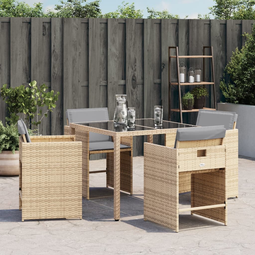 Sedie Da Giardino Con Cuscini 4 Pz Beige Misto In Polyrattan