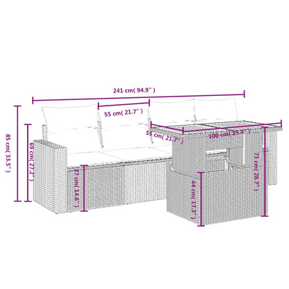 Set Divani Da Giardino 5 Pz Con Cuscini In Polyrattan Nero