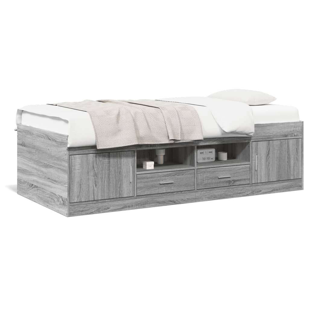 Divano Letto Con Cassetti Grigio Sonoma 75x190 Cm Multistrato