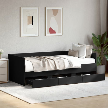 Divano Letto Con Cassetti Senza Materasso Nero 90x190 cm