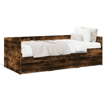 Divano Letto Con Cassetti Senza Materasso Rovere Fumo 75x190 cm