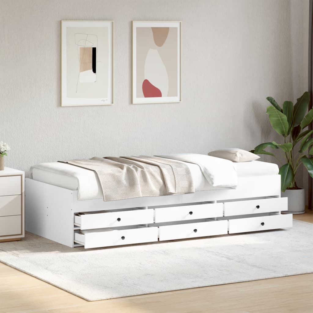 Divano Letto Con Cassetti Senza Materasso Bianco 90x190 cm