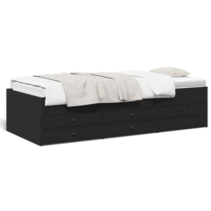 Divano Letto Con Cassetti Senza Materasso Nero 90x190 cm