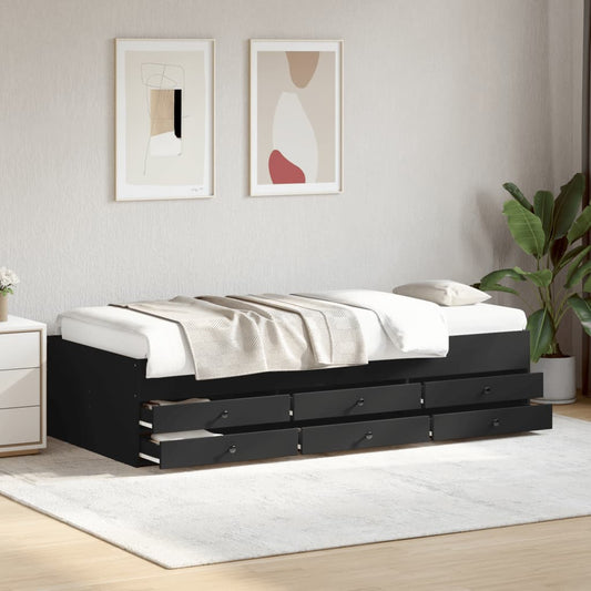 Divano Letto Con Cassetti Senza Materasso Nero 90x190 cm