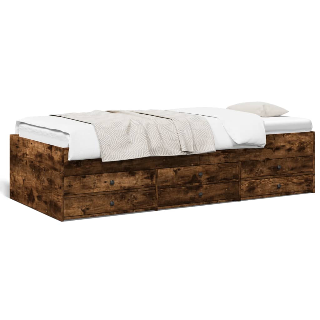 Divano Letto Con Cassetti Senza Materasso Rovere Fumo 75x190 cm