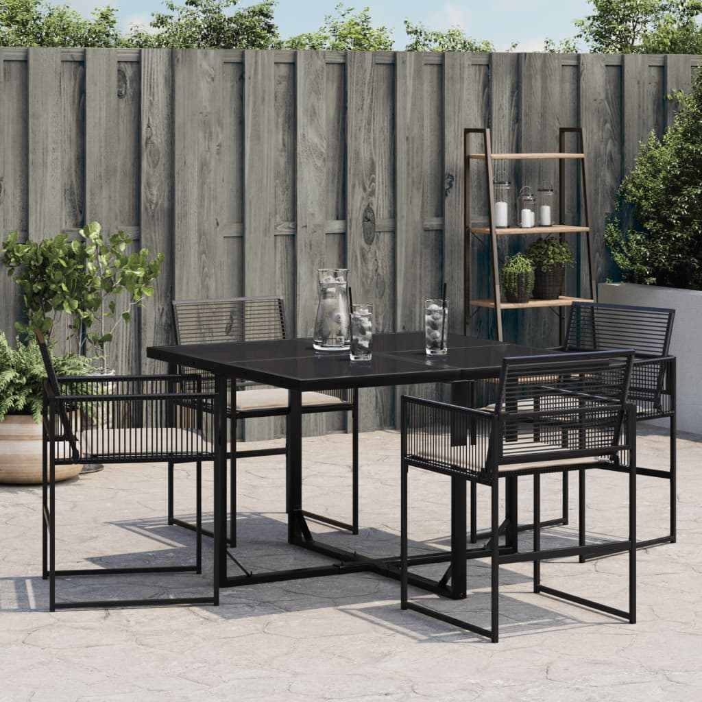 Sedie Da Giardino Con Cuscini 4 Pz Nere In Polyrattan