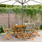 Set Pranzo Da Giardino 5pz Grigio Polyrattan E Legno Massello