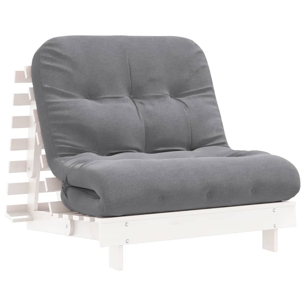 Divano Letto Futon Con Materasso Bianco 80x206x11cm Legno Pino