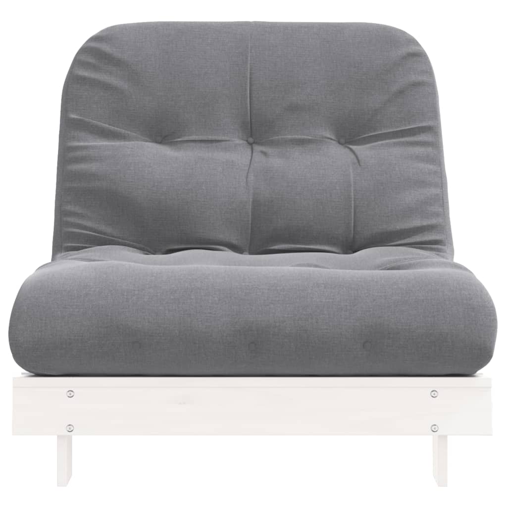 Divano Letto Futon Con Materasso Bianco 80x206x11cm Legno Pino