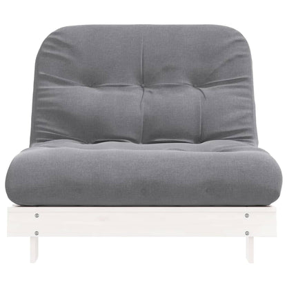 Divano Letto Futon Con Materasso Bianco 100x206x11cm Legno Pino