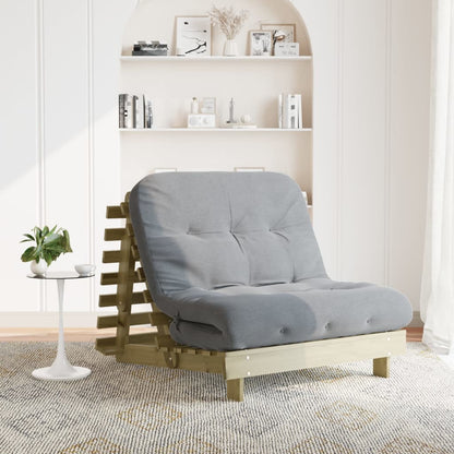 Divano Letto Futon Con Materasso 100x206x11cm Pino Impregnato