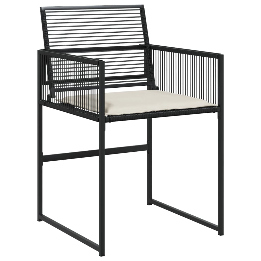 Set Da Pranzo Da Giardino 5 Pz Nero Con Cuscini In Polyrattan