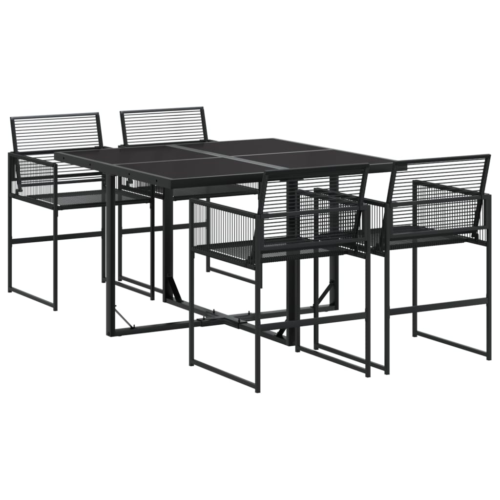 Set Da Pranzo Da Giardino 5 Pz Nero In Polyrattan