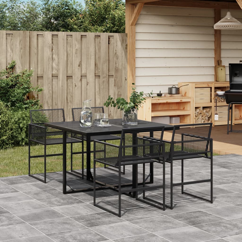 Set Da Pranzo Da Giardino 5 Pz Nero In Polyrattan