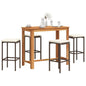 Set Bar Giardino 5pz Marrone Legno Massello Acacia E Polyrattan