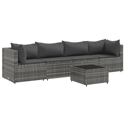 Set Divani Da Giardino 5 Pz Con Cuscini In Polyrattan Grigio