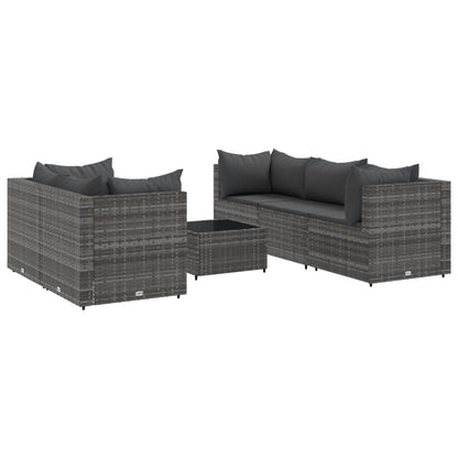 Set Divani Da Giardino 6 Pz Con Cuscini In Polyrattan Grigio