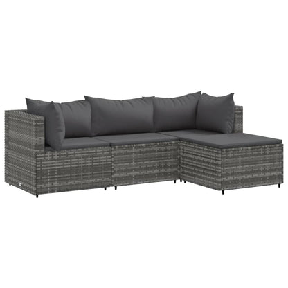 Set Divani Da Giardino 4 Pz Con Cuscini In Polyrattan Grigio