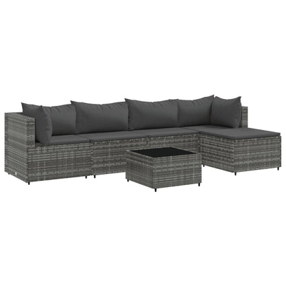 Set Divani Da Giardino 6 Pz Con Cuscini In Polyrattan Grigio