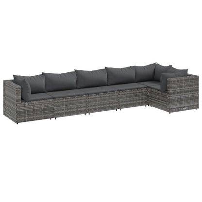 Set Divani Da Giardino 6 Pz Con Cuscini In Polyrattan Grigio