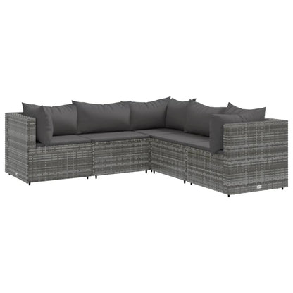 Set Divani Da Giardino 5 Pz Con Cuscini In Polyrattan Grigio