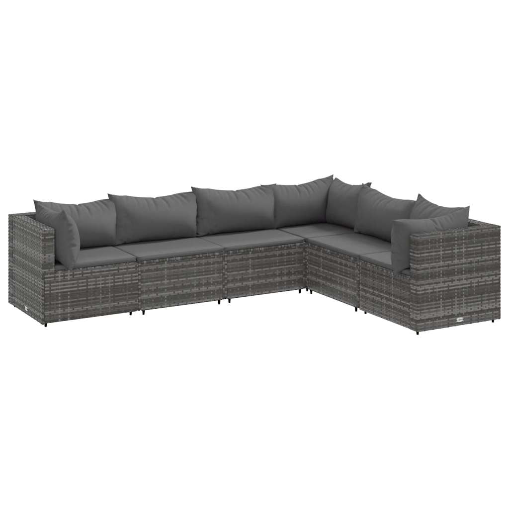 Set Divani Da Giardino 6 Pz Con Cuscini In Polyrattan Grigio