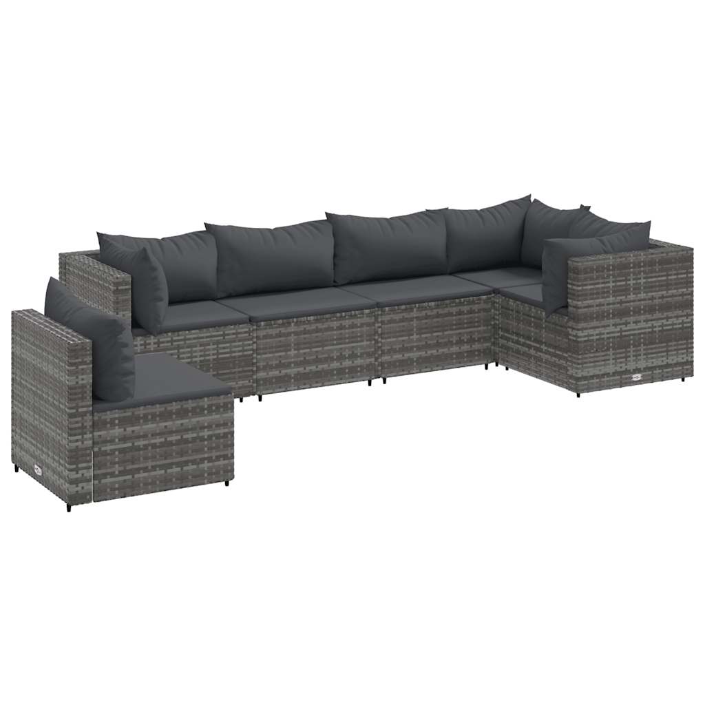 Set Divani Da Giardino 6 Pz Con Cuscini In Polyrattan Grigio