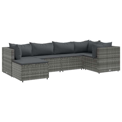 Set Divani Da Giardino 6 Pz Con Cuscini In Polyrattan Grigio