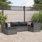 Set Divani Da Giardino 6 Pz Con Cuscini In Polyrattan Grigio