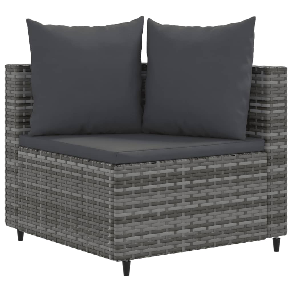 Set Divano Da Giardino 5 Pz Con Cuscini Grigio In Polyrattan