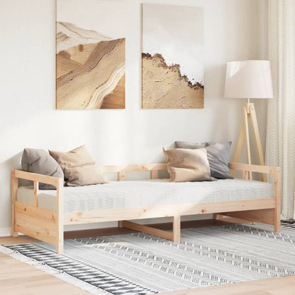 Divano Letto Con Materasso 80x200 Cm In Legno Massello Di Pino