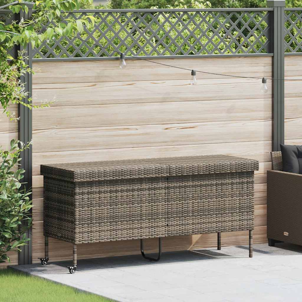 Contenitore Da Giardino Con Ruote Grigio 160x55x75cm Polyrattan