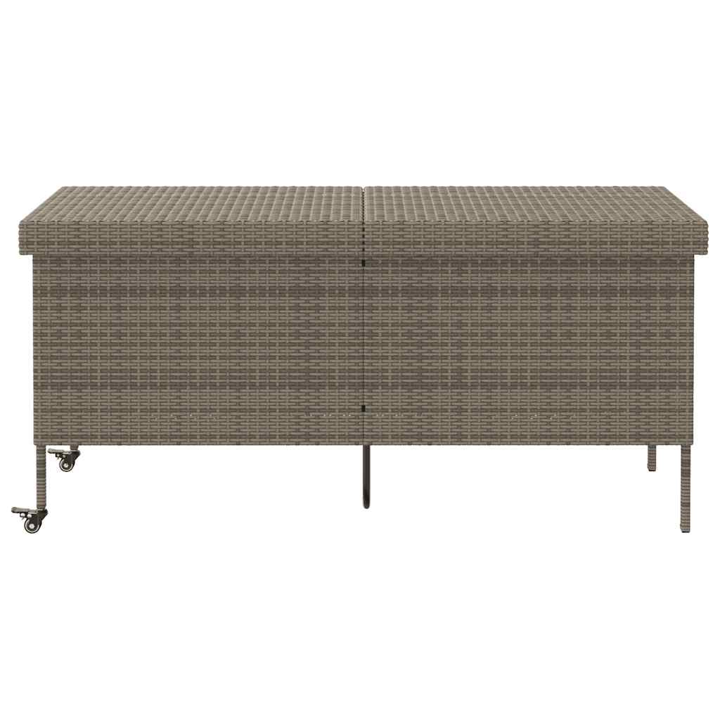 Contenitore Da Giardino Con Ruote Grigio 160x55x75cm Polyrattan