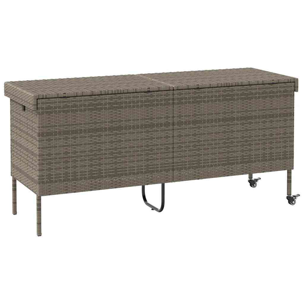 Contenitore Da Giardino Con Ruote Grigio 160x55x75cm Polyrattan