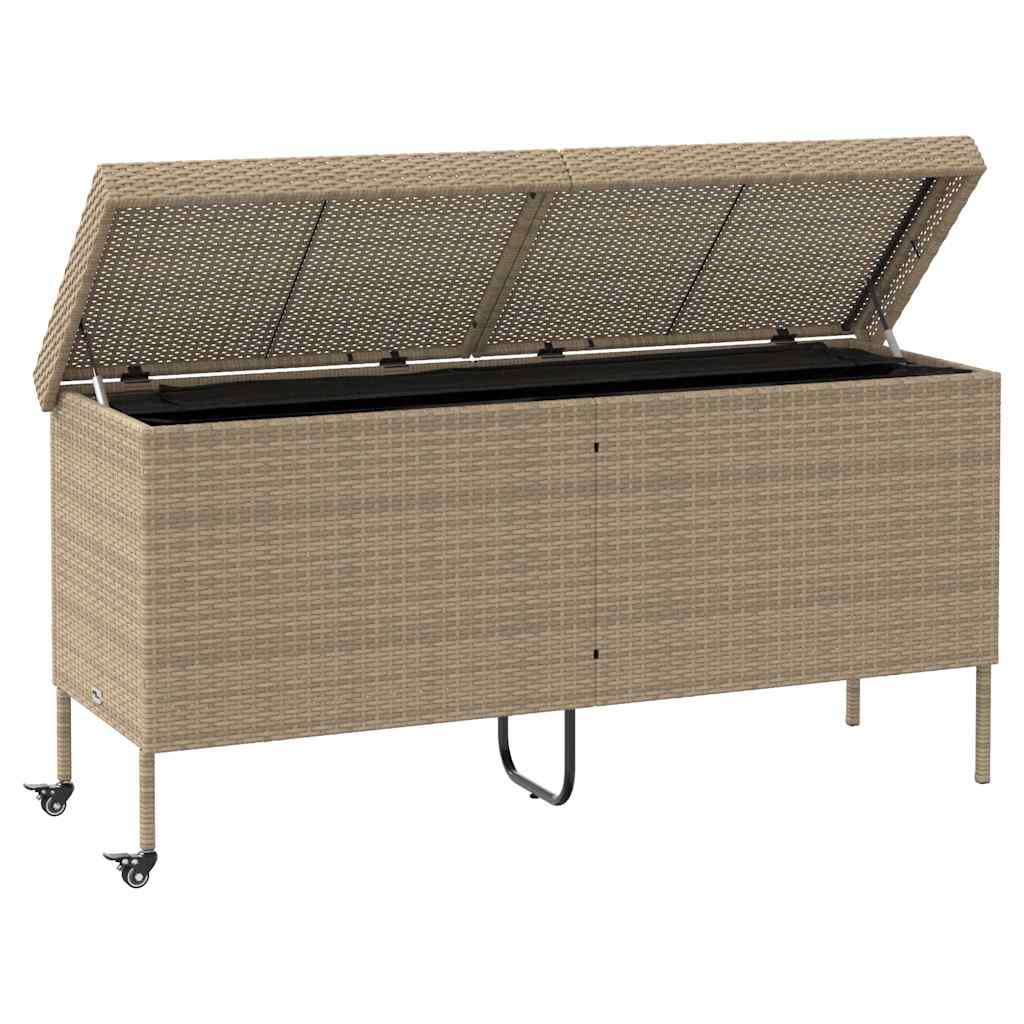 Contenitore Da Giardino Con Ruote Beige 160x55x75 Cm Polyrattan