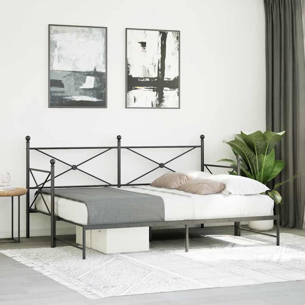 Divano Letto Estraibile Senza Materasso Nero 80x200 Cm Acciaio