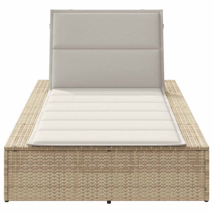 Lettino Prendisole Con Cuscino Galleggiante Beige In Polyrattan