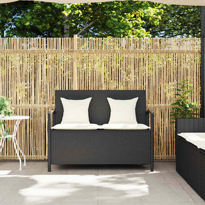 Panca Portaoggetti Da Giardino Con Cuscino In Polyrattan Nero